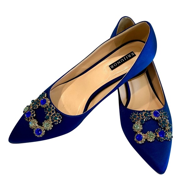 Erijunor - Absolutely Beautiful Formal Dress Shoe w/ Rhinestone Brooch size 10 - Picture 7 of 14